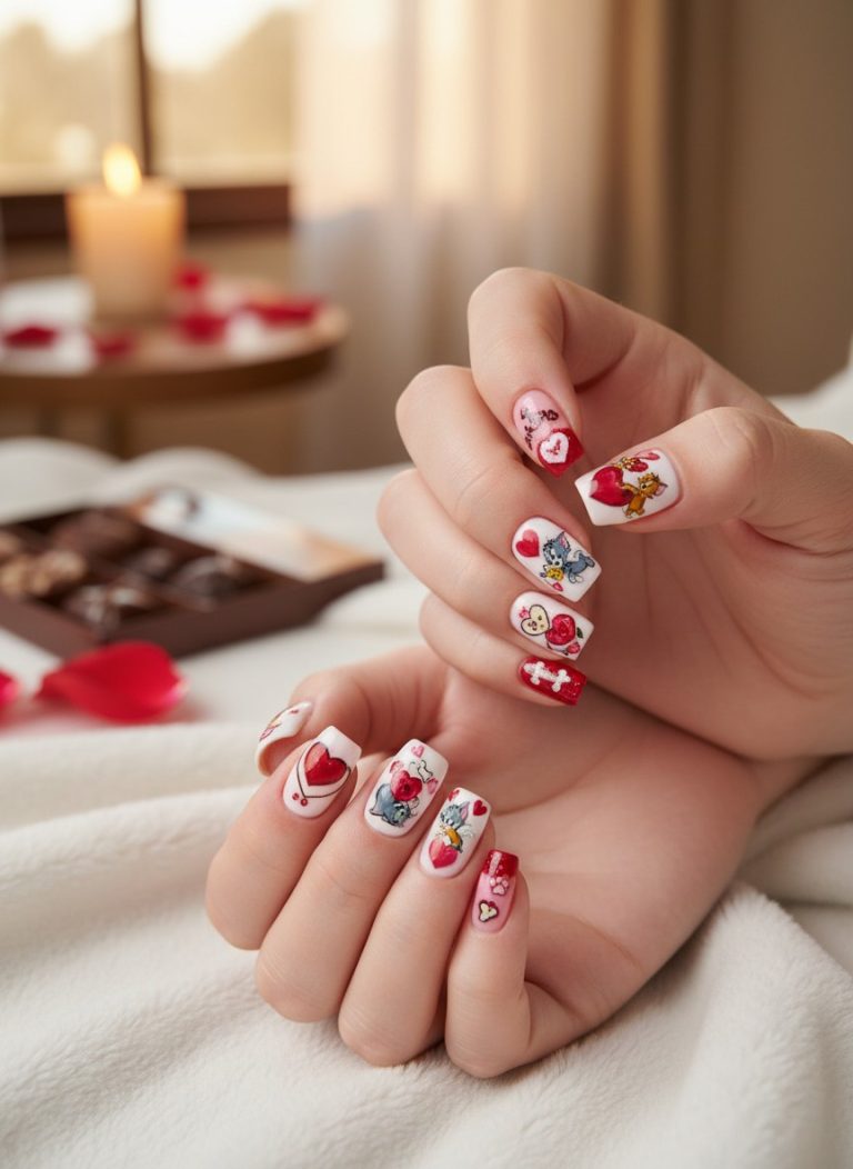 Thumbnail 12 Tom and Jerry Valentine Nails Ideas: Cute & Romantic Styles (2026)
